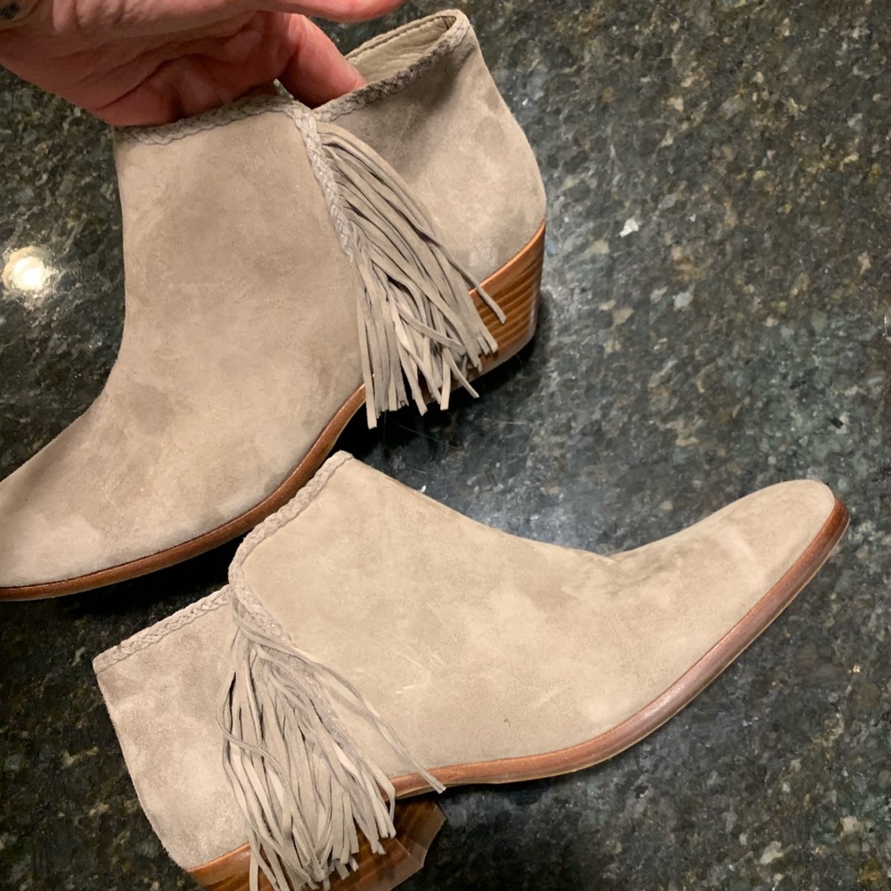 Gray ankle boots